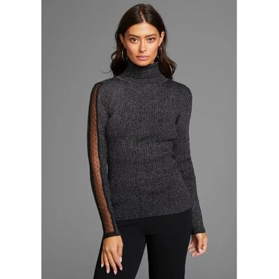 LAURA SCOTT Schwarzer Rippstrick Rollkragenpullover - Pullover LAURA SCOTT Schwarzer Rippstrick Rollkragenpullover - Pullover
