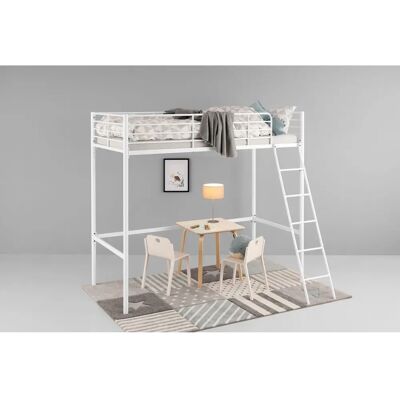 Lüttenhüttu Hayo Hochbett - Kinderfreundlich, Metall, Weiß, mit Leiter Lüttenhüttu Hayo Hochbett - Kinderfreundlich, Metall, Weiß, mit Leiter