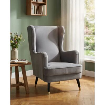 Home affaire - Ziller - hellgrau - Samtvelours - Armchair Home affaire - Ziller - hellgrau - Samtvelours - Armchair