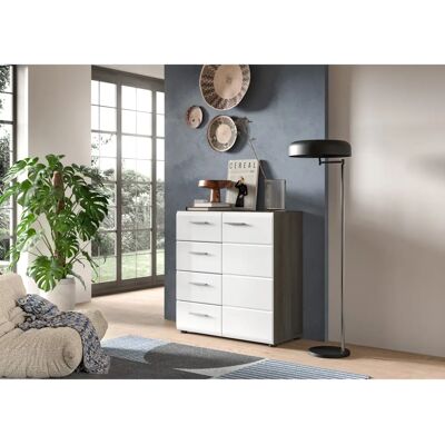 INOSIGN Rumba Sideboard - Modern, 75cm breit, Weiß Hochglanz & Rauchsilber INOSIGN Rumba Sideboard - Modern, 75cm breit, Weiß Hochglanz & Rauchsilber