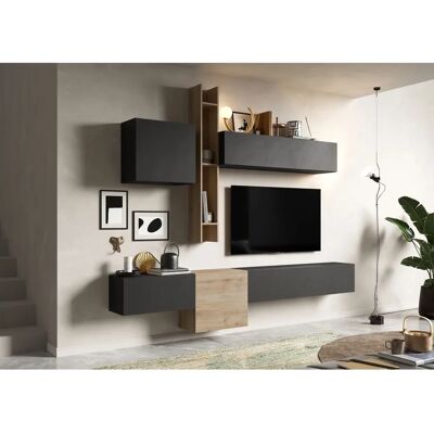 INOSIGN Infinity Wohnwand - 262cm, höhenverstellbar, Schwarz/Eiche Cadiz NB/Lava INOSIGN Infinity Wohnwand - 262cm, höhenverstellbar, Schwarz/Eiche Cadiz NB/Lava