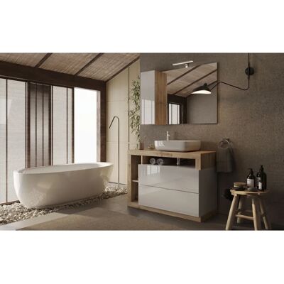 WELLTIME Hamburg Badezimmer-Set - 2-teilig mit Waschbecken & Spiegelschrank WELLTIME Hamburg Badezimmer-Set - 2-teilig mit Waschbecken & Spiegelschrank