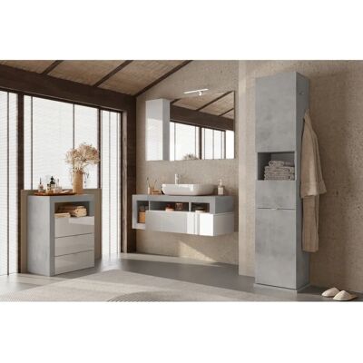 Welltime Hamburg Badschrank - 3 Schubladen, Weiß / Beton Welltime Hamburg Badschrank - 3 Schubladen, Weiß / Beton
