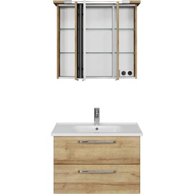 SAPHIR Trentino - Keramik-Waschtisch, LED-Spiegelschrank Badmöbel-Set SAPHIR Trentino - Keramik-Waschtisch, LED-Spiegelschrank Badmöbel-Set