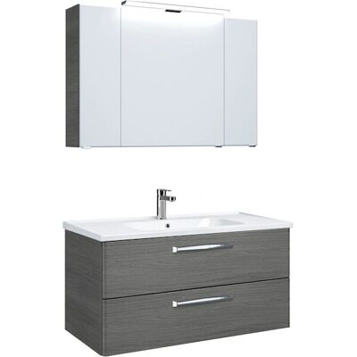 SAPHIR - Trentino 2-teilig Keramik-Waschtisch, Spiegelschrank mit LED-Leuchte - Korpus Graphit SAPHIR - Trentino 2-teilig Keramik-Waschtisch, Spiegelschrank mit LED-Leuchte - Korpus Graphit