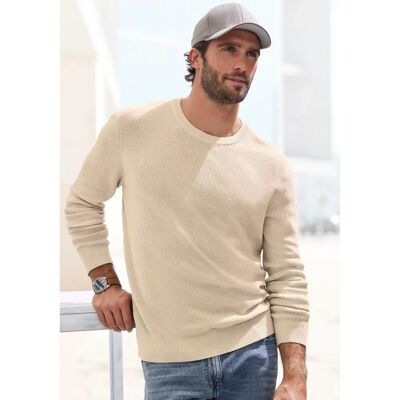 John Devin XXXL beiger Rippstrick Pullover - Pullover John Devin XXXL beiger Rippstrick Pullover - Pullover