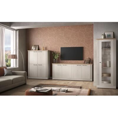HOME AFFAIRE Landhaus Highboard - 160cm x 118cm x 44cm - Beige/Eiche Meringa NB/Eiche Cadiz NB HOME AFFAIRE Landhaus Highboard - 160cm x 118cm x 44cm - Beige/Eiche Meringa NB/Eiche Cadiz NB