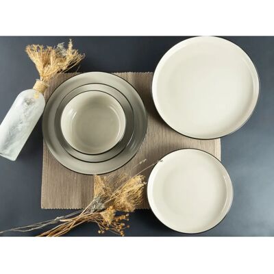 ANDAS Östra Greda Modernes Geschirr-Set - 12-tlg, Schwarz & Sand ANDAS Östra Greda Modernes Geschirr-Set - 12-tlg, Schwarz & Sand