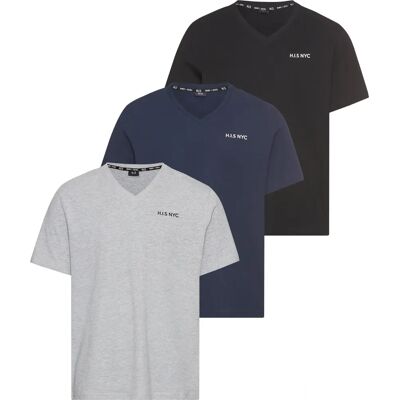 H.I.S Slim Fit V-Ausschnitt T-Shirt - Herren Blau 48/50 H.I.S Slim Fit V-Ausschnitt T-Shirt - Herren Blau 48/50