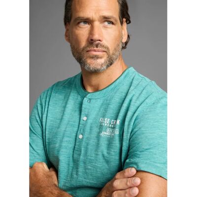 MAN'S WORLD XXXL Grün Melange Basic Henley-Shirt - Shirt MAN'S WORLD XXXL Grün Melange Basic Henley-Shirt - Shirt