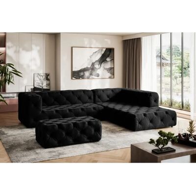 Places of Style FOLLINA Schwarzes Samt-Ecksofa - Sofa Places of Style FOLLINA Schwarzes Samt-Ecksofa - Sofa