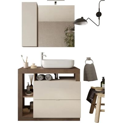 WELLTIME Hamburg Badezimmer-Set - 92cm breit, Weiß, inkl. Waschtisch & LED-Spiegel WELLTIME Hamburg Badezimmer-Set - 92cm breit, Weiß, inkl. Waschtisch & LED-Spiegel