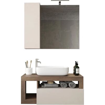 WELLTIME Hamburg Badezimmer-Set - 92cm breit - Weiß, FSC-zertifiziert WELLTIME Hamburg Badezimmer-Set - 92cm breit - Weiß, FSC-zertifiziert