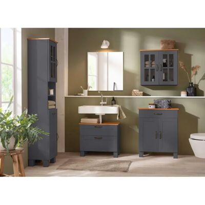 Home affaire Rodby - Massivholz Badezimmer Schrank - Anthrazit/Honig Home affaire Rodby - Massivholz Badezimmer Schrank - Anthrazit/Honig