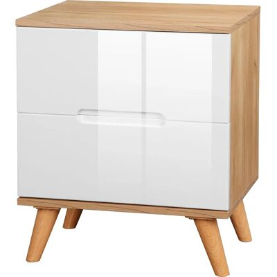 Andas Lund Nachttisch - 48cm breit, 56cm hoch, weiß, hochglänzend Andas Lund Nachttisch - 48cm breit, 56cm hoch, weiß, hochglänzend