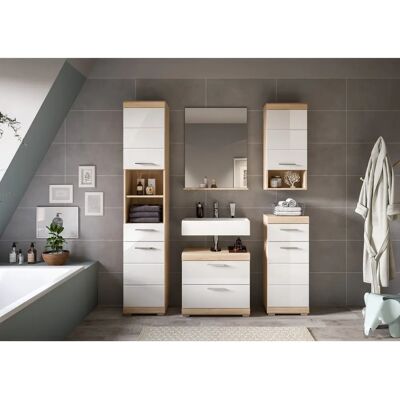 INOSIGN Siena Badmöbel-Set - Eiche Sonoma Hell NB, Weiß Hochglanz, 164cm INOSIGN Siena Badmöbel-Set - Eiche Sonoma Hell NB, Weiß Hochglanz, 164cm