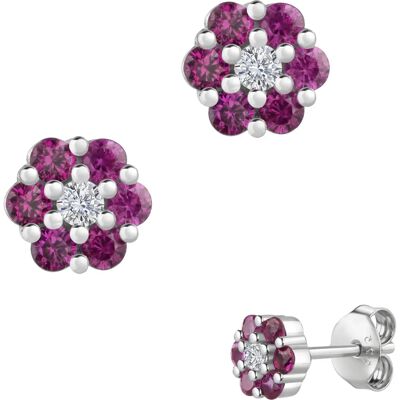 FIRETTI Sterling Silber 925 Lila Weiß Zirkonia Ohrringe - Schmuck Geschenk FIRETTI Sterling Silber 925 Lila Weiß Zirkonia Ohrringe - Schmuck Geschenk