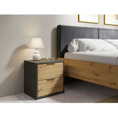 INOSIGN Loreto Nachttische - 2 Stück, dunkelgrau/natur, 44x35x46cm - Nachttisch INOSIGN Loreto Nachttische - 2 Stück, dunkelgrau/natur, 44x35x46cm - Nachttisch
