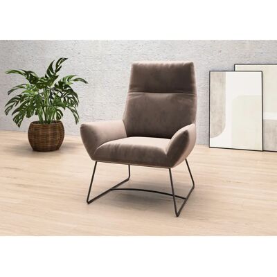 Places of Style Basic Relaxsessel - stone - Velours - extra hohe Rückenlehne - armchair Places of Style Basic Relaxsessel - stone - Velours - extra hohe Rückenlehne - armchair