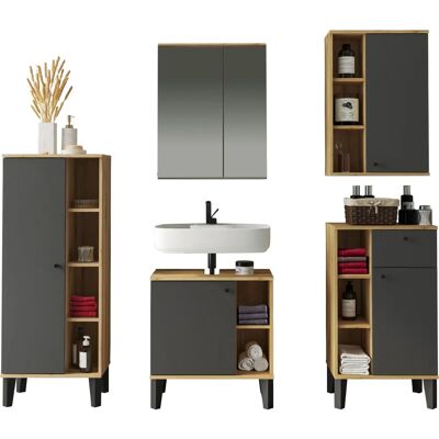 INOSIGN OSLO Badezimmer-Set - Skandinavisches Design, 5-tlg., Eiche Evoke, Grau INOSIGN OSLO Badezimmer-Set - Skandinavisches Design, 5-tlg., Eiche Evoke, Grau