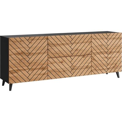 INOSIGN - LOWBOARD PHUKET - Graphite schwarz matt - Votan eichefarben - Sideboard INOSIGN - LOWBOARD PHUKET - Graphite schwarz matt - Votan eichefarben - Sideboard