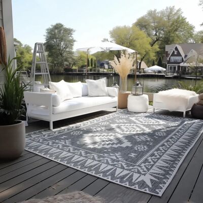 Elle Decoration Dynamic Silver Carpet - Indoor Outdoor Reversible Elle Decoration Dynamic Silver Carpet - Indoor Outdoor Reversible