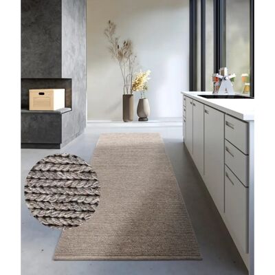 VILLEROY & BOCH Francois Wollteppich - 80x200cm, Beige (Leinen) - Handgewebt, Für Fußbodenheizung geeignet VILLEROY & BOCH Francois Wollteppich - 80x200cm, Beige (Leinen) - Handgewebt, Für Fußbodenheizung geeignet