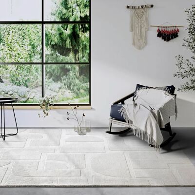 Tapis en Laine VILLEROY & BOCH Alexis - Design Géométrique 3D - 80x150cm - Publicité Tapis en Laine VILLEROY & BOCH Alexis - Design Géométrique 3D - 80x150cm - Publicité
