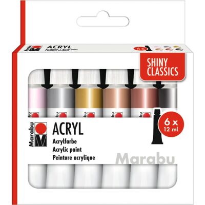 Marabu - Shiny Classics - Metallisch - 6x12 ml - Acrylfarbe Marabu - Shiny Classics - Metallisch - 6x12 ml - Acrylfarbe