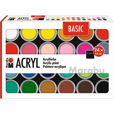 Marabu Basic acrylic paint - 18 ml, Assorted colors Marabu Basic acrylic paint - 18 ml, Assorted colors