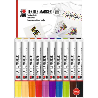 Markery tekstylne Marabu, zestaw 10 sztuk, 3 mm Markery tekstylne Marabu, zestaw 10 sztuk, 3 mm