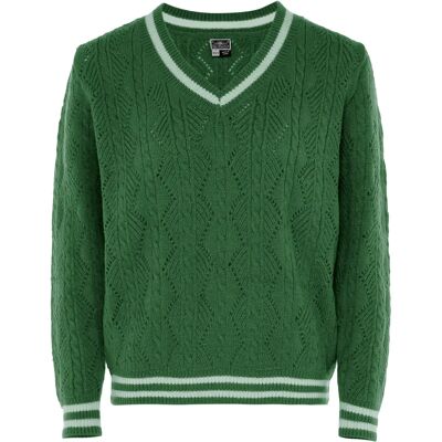 Dreimaster Groene V-hals Casual Trui Dreimaster Groene V-hals Casual Trui