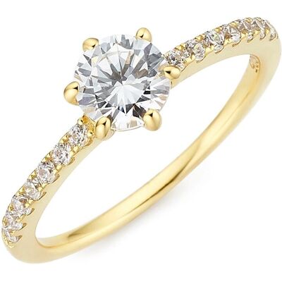 FIRETTI Gold Silberring - Eleganter Solitär - Ring FIRETTI Gold Silberring - Eleganter Solitär - Ring