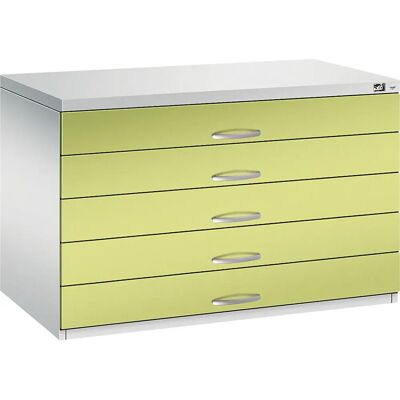 C+P Stahl-Schrankschrank - 5 Schubladen, A1, Lichtgrau / Viridingrün - Aufbewahrungsschrank C+P Stahl-Schrankschrank - 5 Schubladen, A1, Lichtgrau / Viridingrün - Aufbewahrungsschrank