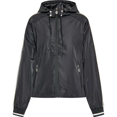 Mymo Zwarte Blouson - Lange mouwen jas met reflecterende strepen Mymo Zwarte Blouson - Lange mouwen jas met reflecterende strepen