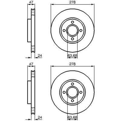 Bosch 278mm Belüfteter Bremsscheibe - Vorne Bosch 278mm Belüfteter Bremsscheibe - Vorne