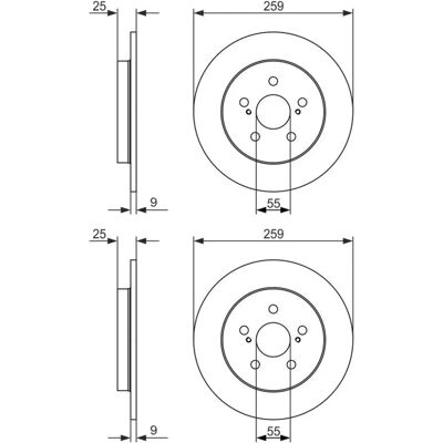 Bosch 259mm Bremsscheibe - Voll, 5x100mm - Für Lexus, Toyota Bosch 259mm Bremsscheibe - Voll, 5x100mm - Für Lexus, Toyota