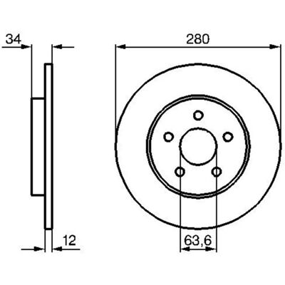 Bosch 280mm Bremsscheibe - 5-Loch beschichtet Bosch 280mm Bremsscheibe - 5-Loch beschichtet