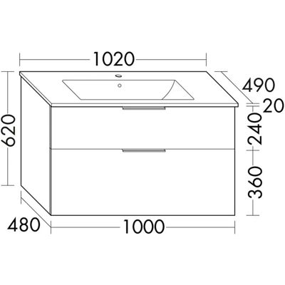 burgbad - Eqio - 102 cm - Weißer Keramik-Waschtisch - Waschtischkombination burgbad - Eqio - 102 cm - Weißer Keramik-Waschtisch - Waschtischkombination