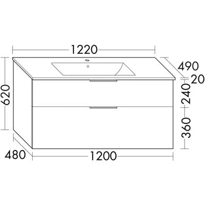 burgbad Eqio Waschtisch mit Keramik 122 cm - Waschtischunterschrank burgbad Eqio Waschtisch mit Keramik 122 cm - Waschtischunterschrank
