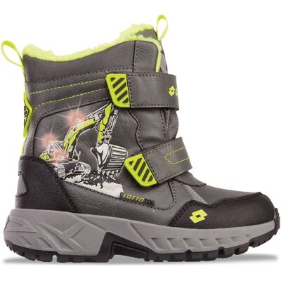 Lotto Kinder Winterstiefel Grau Gelb - Sportliche Boots mit Print und LEDs Lotto Kinder Winterstiefel Grau Gelb - Sportliche Boots mit Print und LEDs