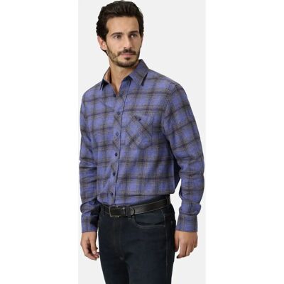 BABISTA Herren Blau Kariert Baumwollhemd - Langarm BABISTA Herren Blau Kariert Baumwollhemd - Langarm
