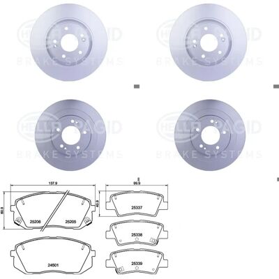 Hella Pagid Hyundai I40 Bremsenset - Vorne & Hinten Hella Pagid Hyundai I40 Bremsenset - Vorne & Hinten
