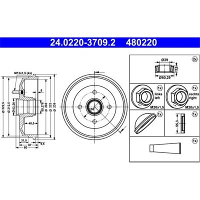 Ford 203mm Bremstrommel - Mit Radlager - Ohne ABS-Ring Ford 203mm Bremstrommel - Mit Radlager - Ohne ABS-Ring