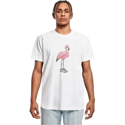 T-shirt Blanc Mister Tee - Flamingo Baller - Décontracté Coton T-shirt Blanc Mister Tee - Flamingo Baller - Décontracté Coton