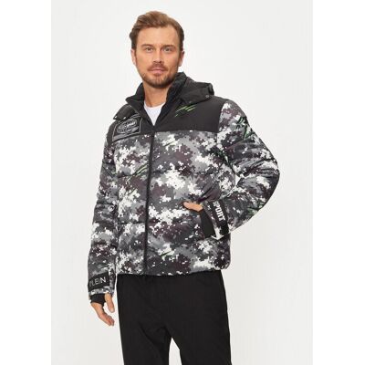 Plein Sport Zwarte Jas - Met Dons, Afneembare Capuchon Plein Sport Zwarte Jas - Met Dons, Afneembare Capuchon