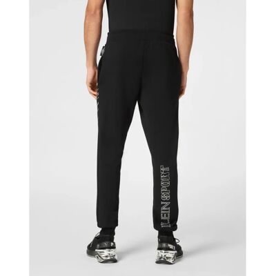 Plein Sport Joggingbroek - Katoen fleece, Zwart/Zilver, Heren Plein Sport Joggingbroek - Katoen fleece, Zwart/Zilver, Heren