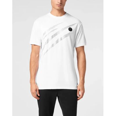 Plein Sport Heren Wit Zilver Katoenen T-Shirt - Shirt Plein Sport Heren Wit Zilver Katoenen T-Shirt - Shirt