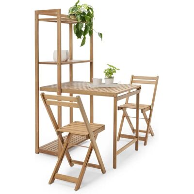 Tchibo - Balkon-Dining Set »Lenja« mit Regal - 70x35x160cm - braun - Akazienholz / Stahl / Polypropylen Tchibo - Balkon-Dining Set »Lenja« mit Regal - 70x35x160cm - braun - Akazienholz / Stahl / Polypropylen