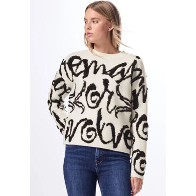 Street One Studio Weiß Gemusterter Pullover - Pullover Street One Studio Weiß Gemusterter Pullover - Pullover